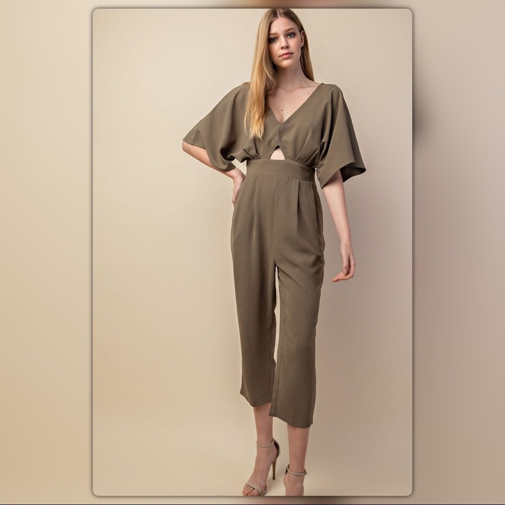 Olive Green Cutout Jumpsuit